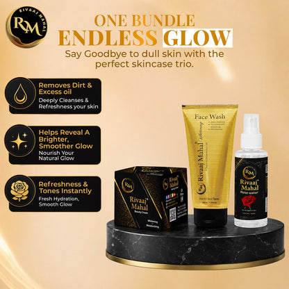 Rivaaj Mahal Beauty Cream, Face Wash, and Rose Water, Bundle